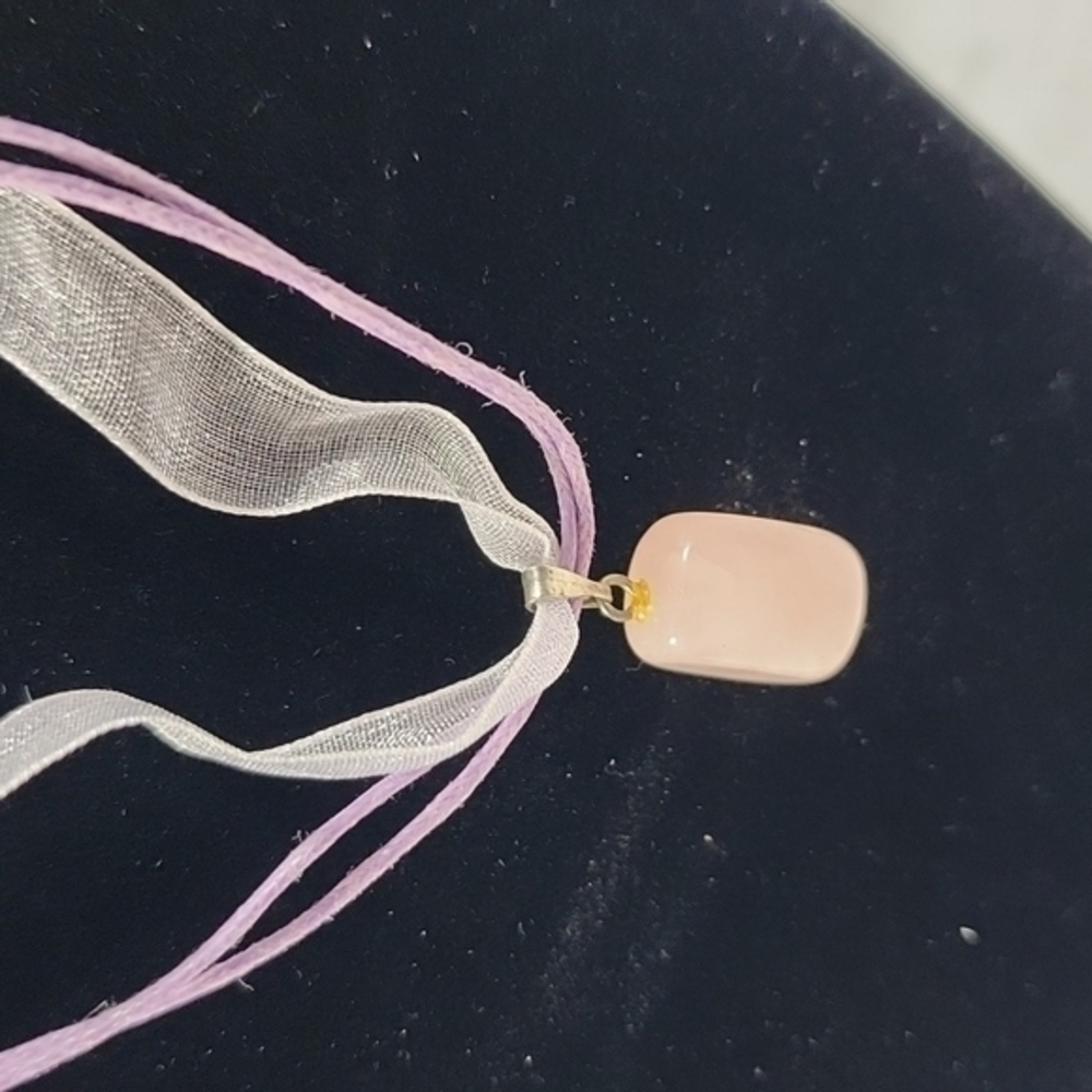 ✨️ Pink Stone Pendant with Ribbon‎ Necklace